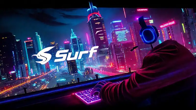 Gamer cyberpunk en ciudad neón brillante
