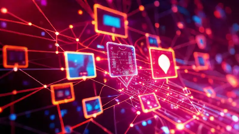 Red digital futurista y vibrante brilla