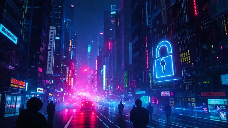Ciudad cyberpunk: privacidad digital y sombras