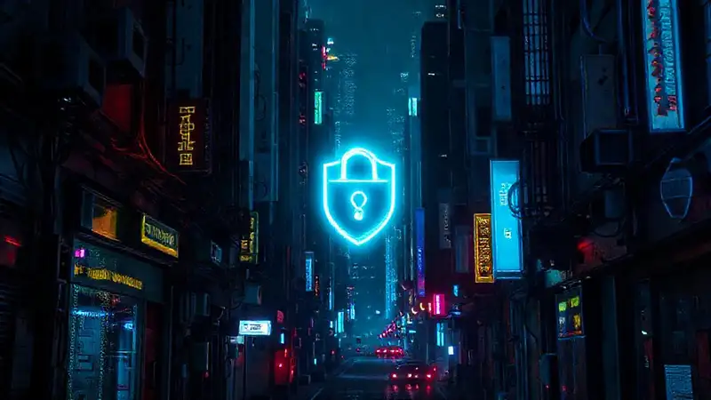 Ciudad cyberpunk: protección digital oculta y segura
