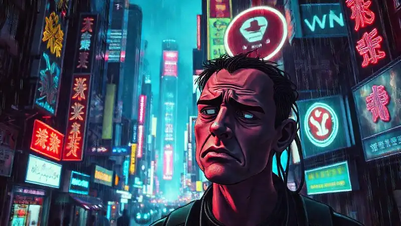 Ciudad cibernética oscura, digitalmente frustrante y caótica