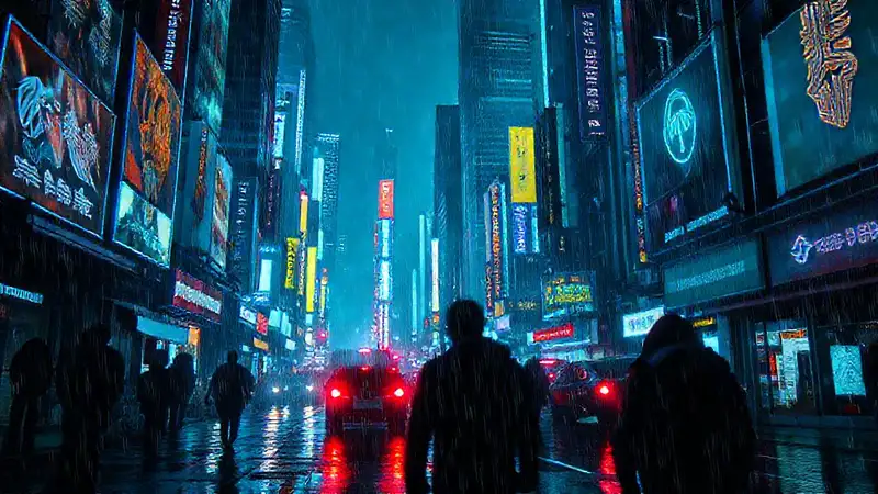 Ciudad cyberpunk futurista