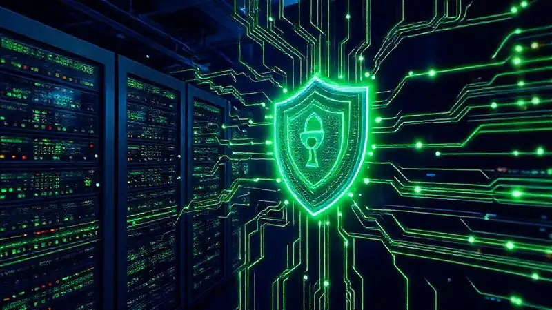 Seguridad digital protegiendo datos complejos